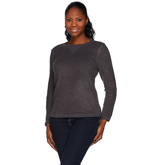 Denim&Co Sweaters - Women's Chenille Fleece Long Sleeve Sweatshirt
